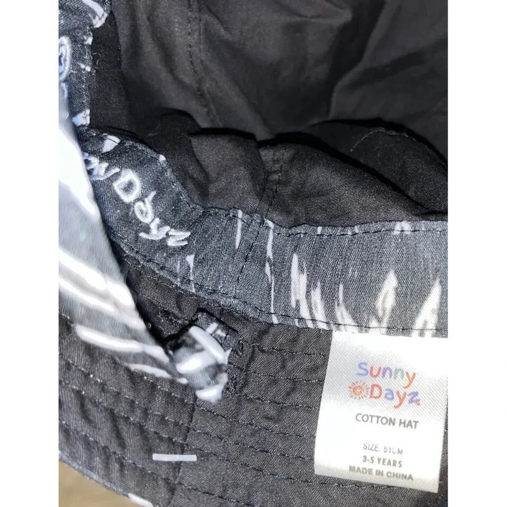 New SunnyDayz Cotton Boys Reversible Sun Hat 3-5‎ Yrs Old Black White UPF